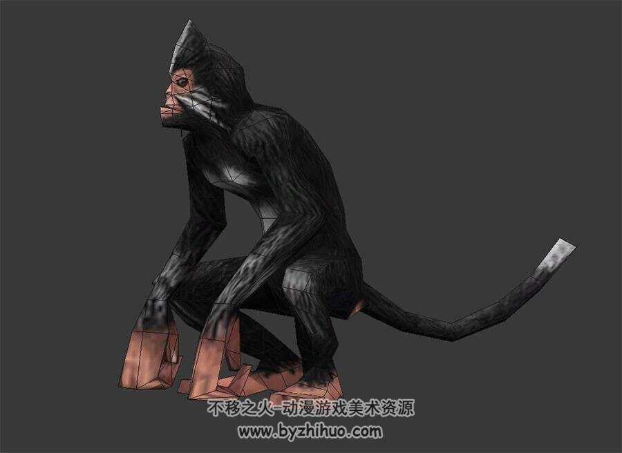 黑毛猴子 3D模型 四边面