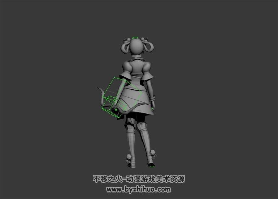 古风少女弓箭手 远程角色 3D模型  有绑定和两个出场动画