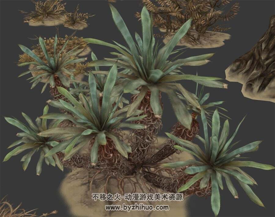 荒山中植物 Max模型
