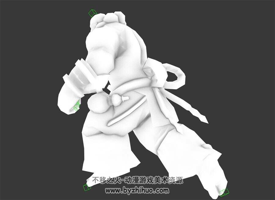 古代大胡子壮汉武僧 3D模型 有绑定和动作