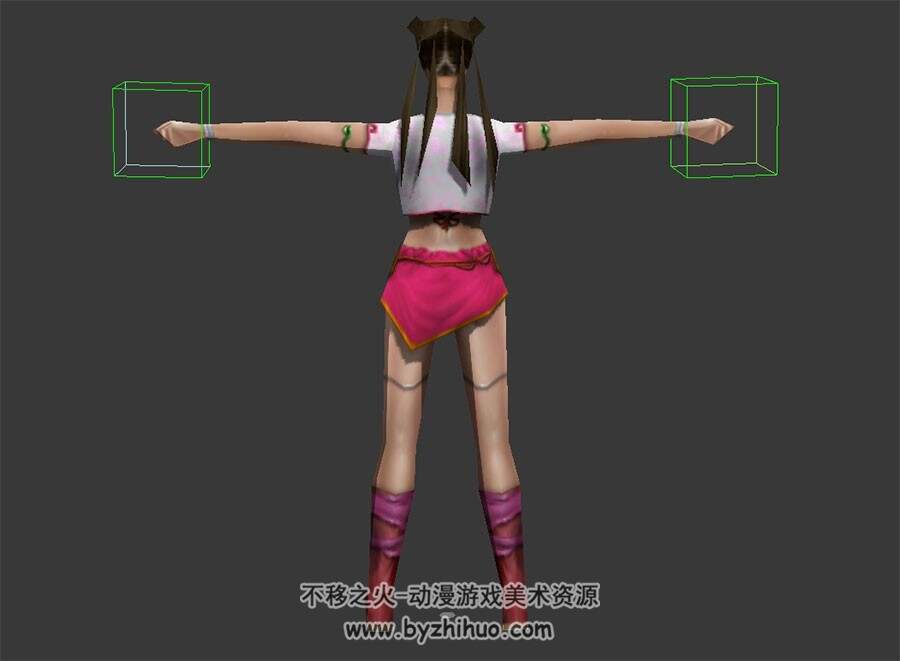 红肚兜包子头少女 3D模型 有绑定和全套格斗动作