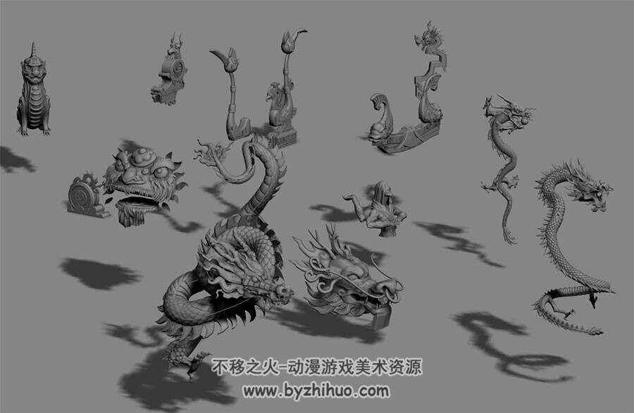 中式古风神兽灵兽 Max模型小合集