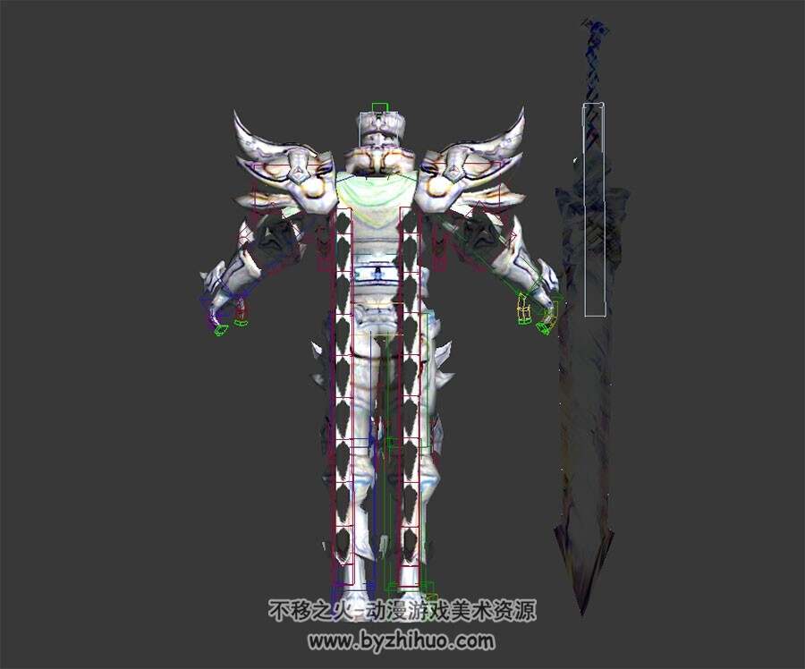 玄幻风白色铠甲战士 3D模型和绑定