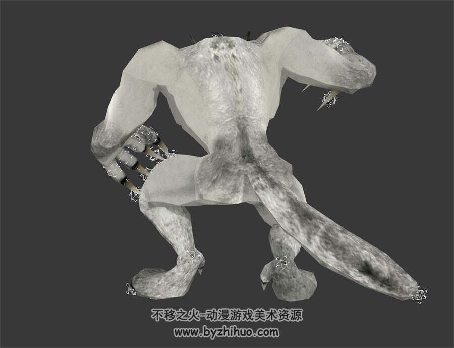 灰白毛色的狼人 3D模型 有绑定和动作
