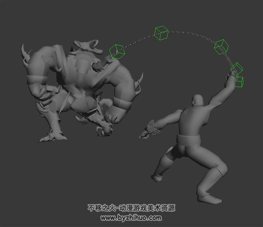 刺杀牛角巨人 3D模型 有绑定和动作