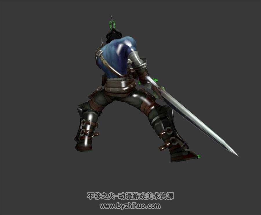 拎着巨剑的金属面具角斗士 3D模型 有绑定和动作
