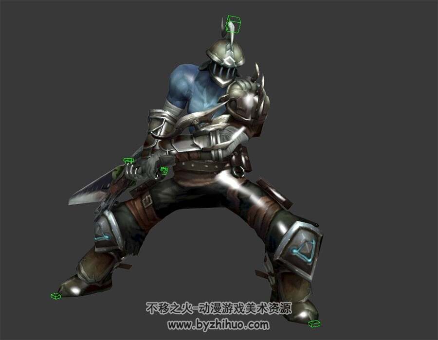 拎着巨剑的金属面具角斗士 3D模型 有绑定和动作