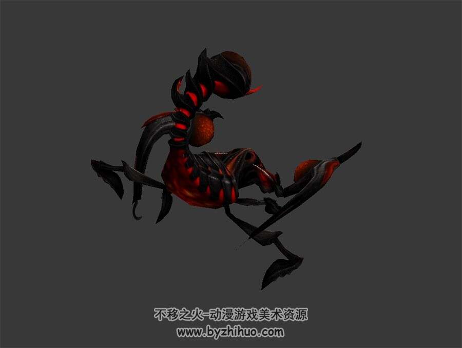 黑红色毒蝎子 3D模型有绑定和走路的动作