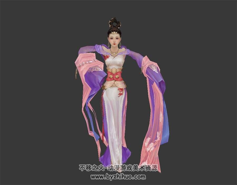 中国唐代古风 舞娘 3D模型 有绑定和尬舞
