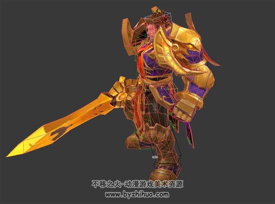 黄金铠甲战士猛男 3D模型 有绑定和待机动作