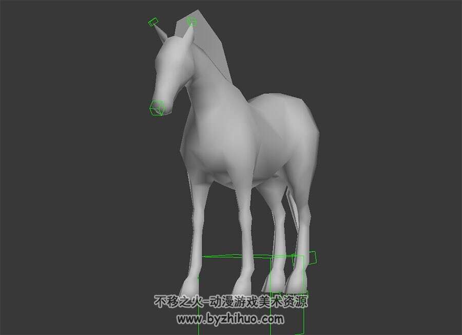 一匹马 3D模型 有绑定和扬蹄的动作