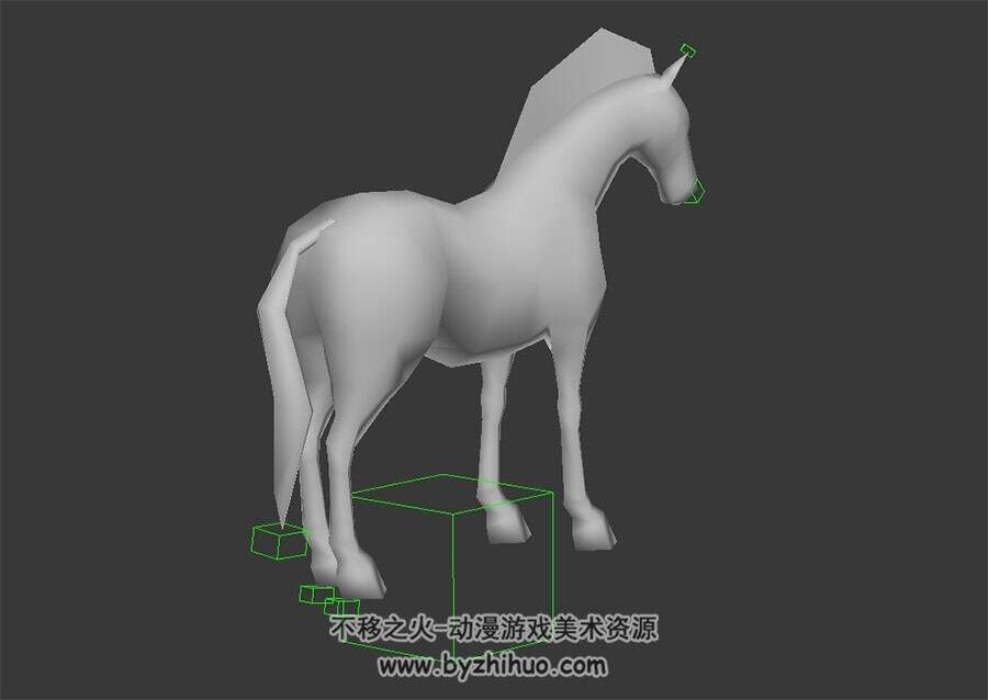 一匹马 3D模型 有绑定和扬蹄的动作