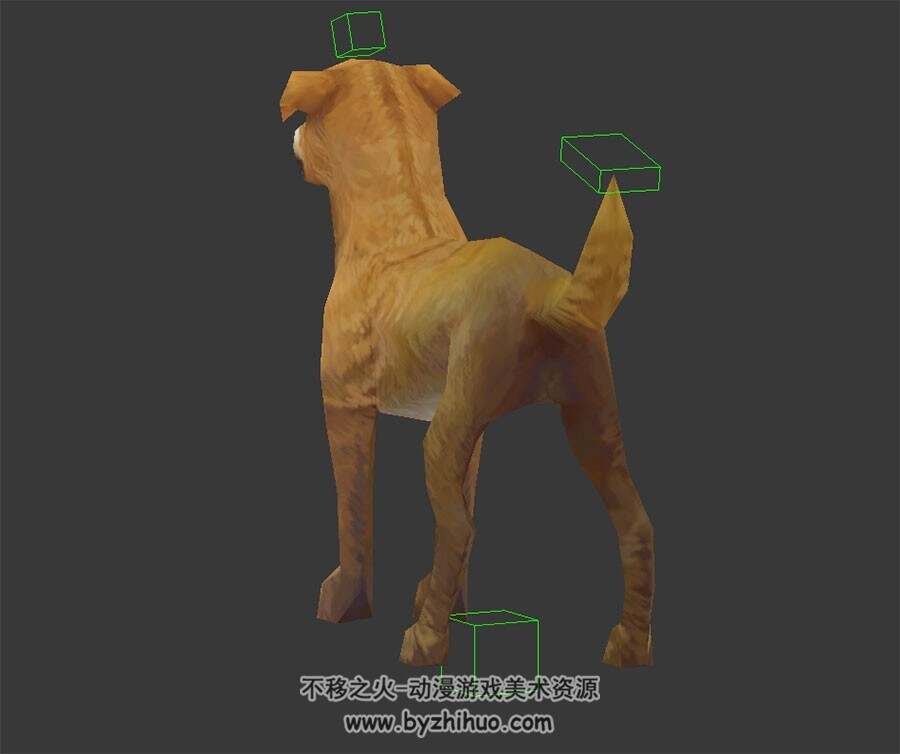黄狗土狗 3D模型有绑定和张望、犬吠的动作