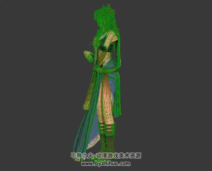 红卷发舞娘 3D模型 有绑定和尬舞动作