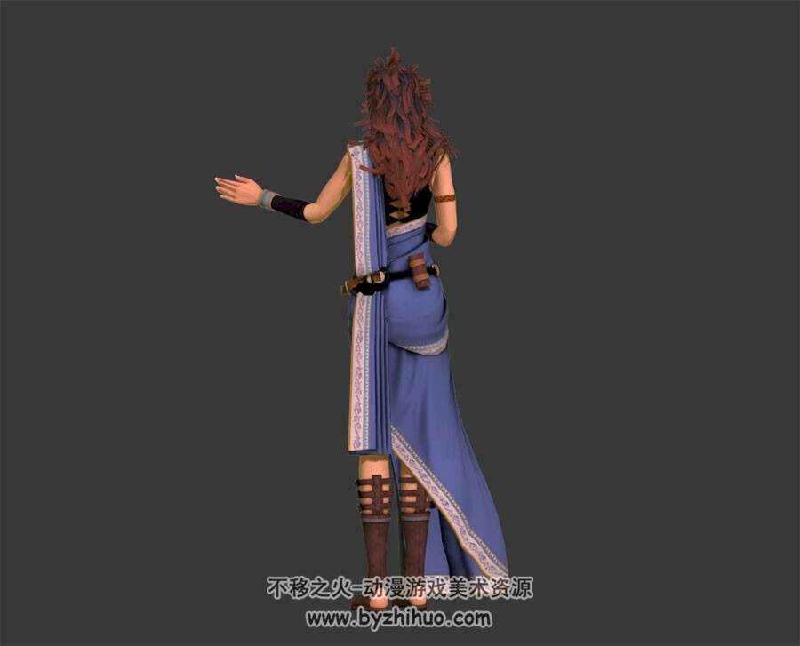 红卷发舞娘 3D模型 有绑定和尬舞动作