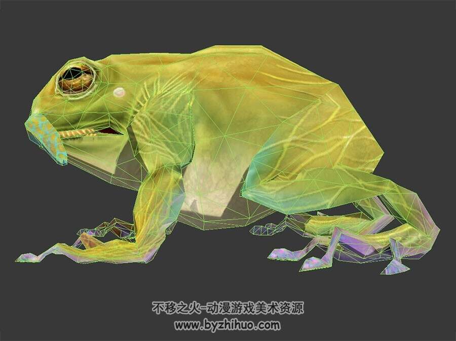 绿莹莹的青蛙 3D模型 有绑定和动作