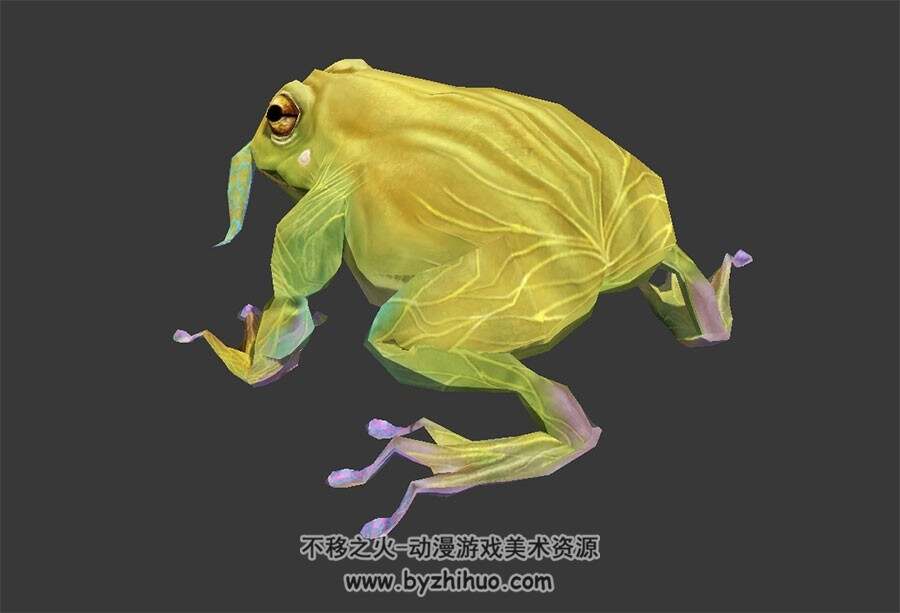 绿莹莹的青蛙 3D模型 有绑定和动作