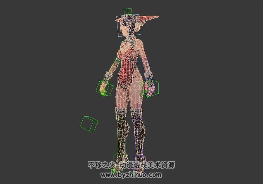 红色旗袍 机器人小萝莉 3D模型 有绑定