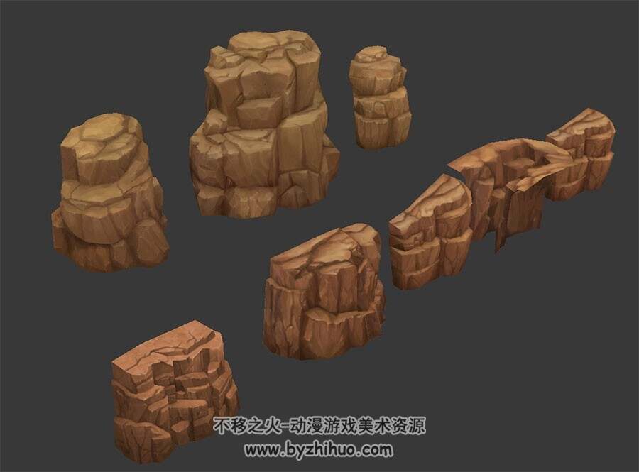 沙漠岩石 Max模型
