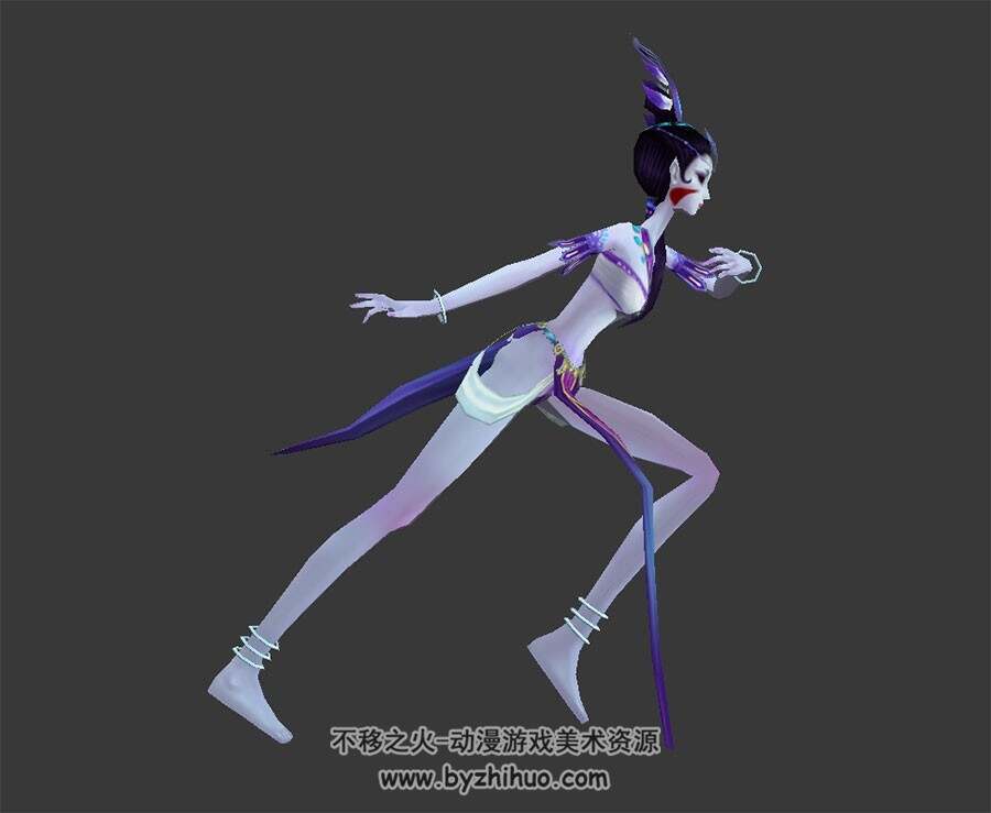 纤瘦的女妖精 3D模型 有绑定和奔跑动作