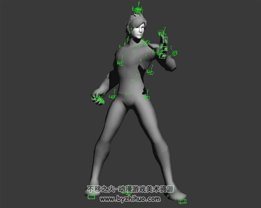 男女战士侠客 白模 3D模型 有绑定和亮相动作 四边面
