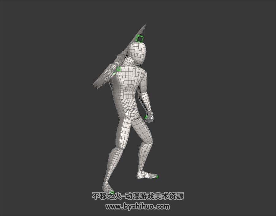 抗剑的人物 3D模型 有绑定和挥剑动作