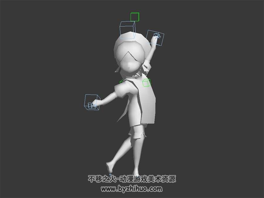 卡通风小萝莉 3D模型 有绑定和武打动作