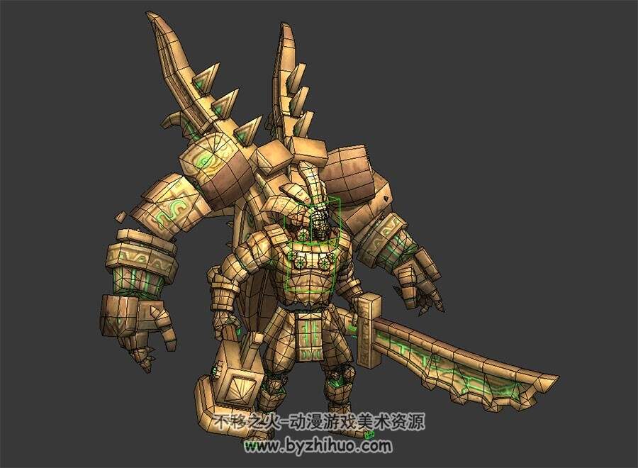 石雕巨人怪物 3D模型 有绑定和动作