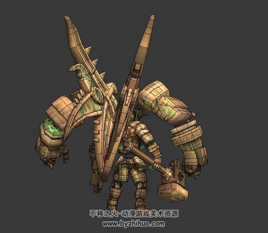 石雕巨人怪物 3D模型 有绑定和动作