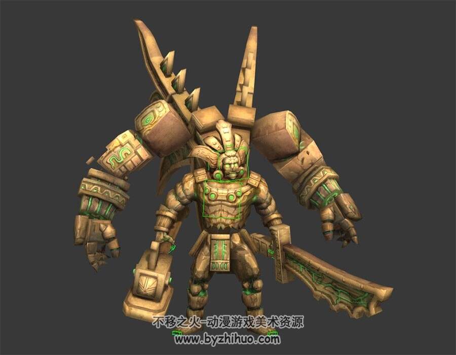 石雕巨人怪物 3D模型 有绑定和动作