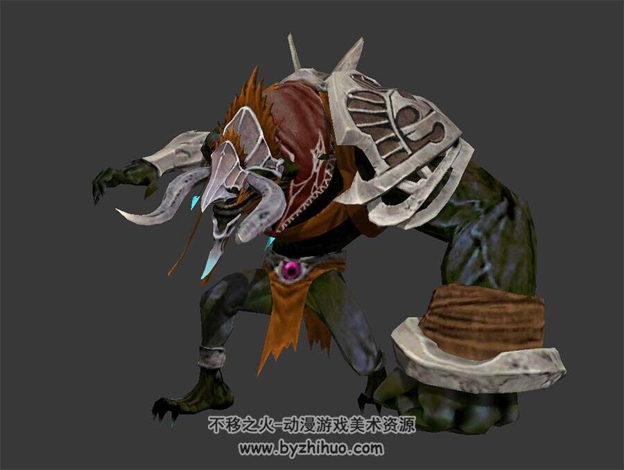 巨臂绿怪物 3D模型 有绑定和全套动作