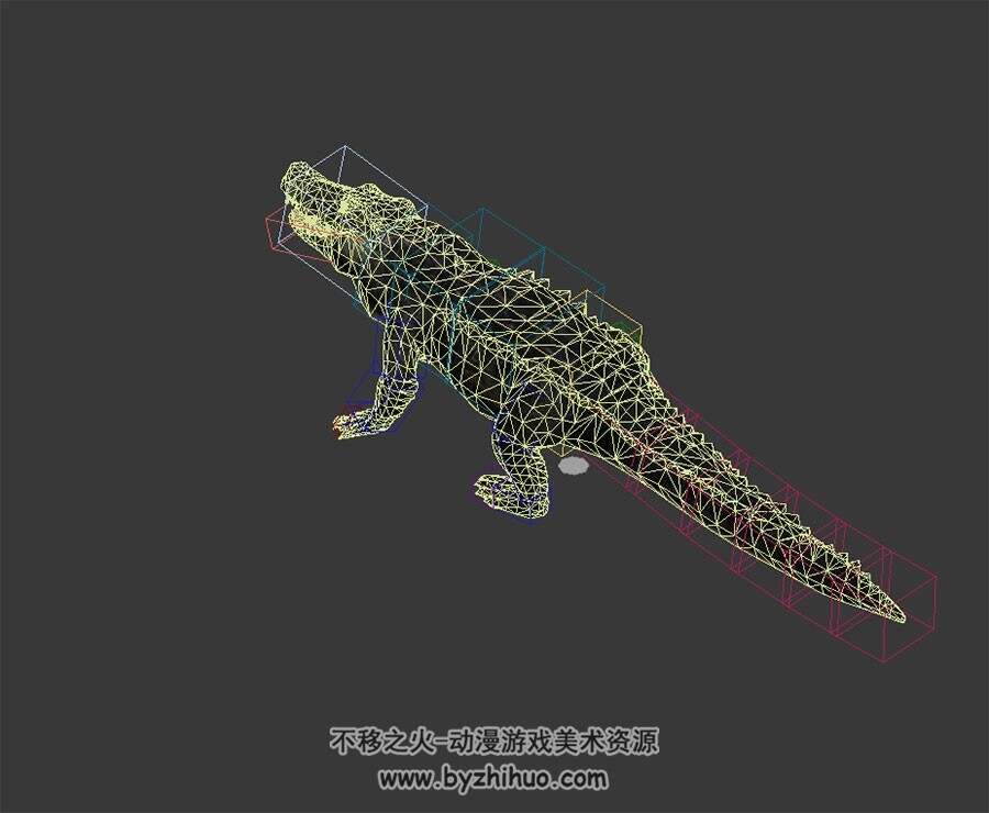 黑漆漆的鳄鱼 3D模型 有绑定
