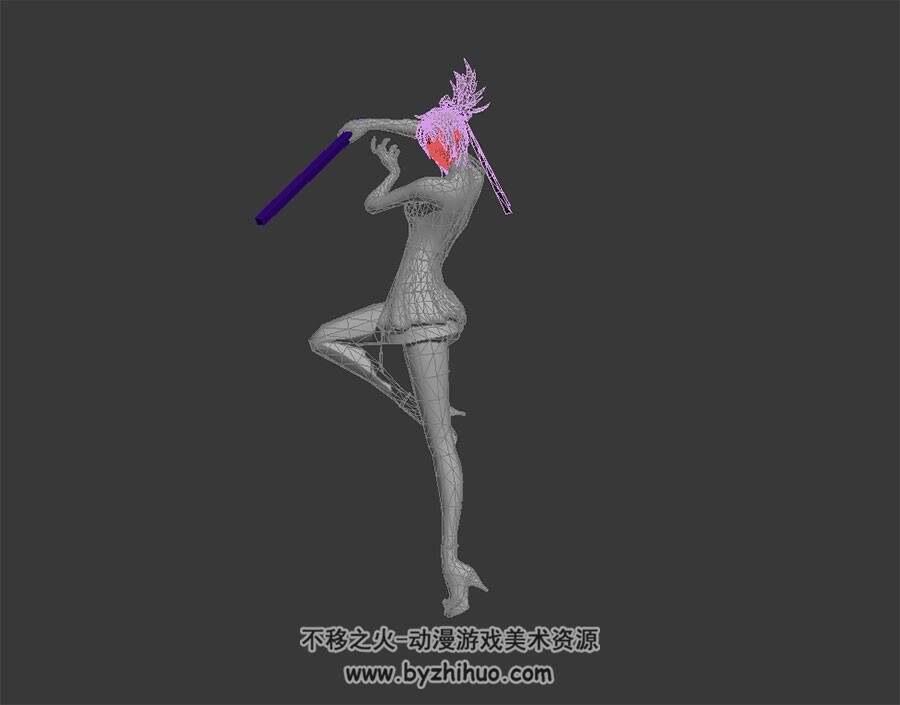 性感高跟鞋女剑士 3D模型 有绑定和动作 高模