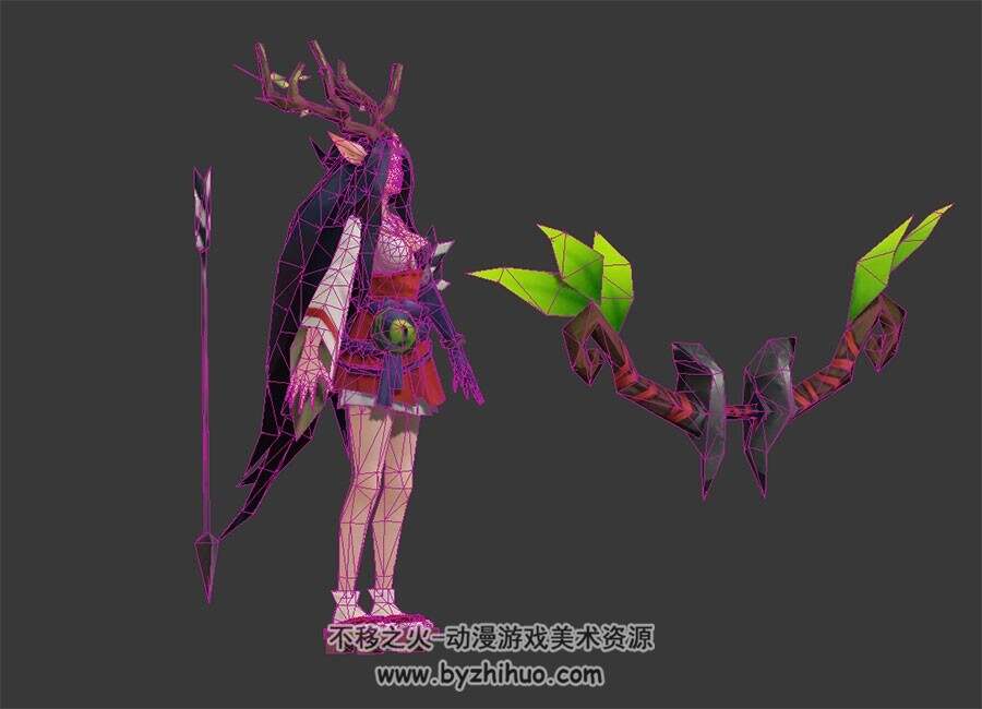 森林女精灵弓手 3D模型 有绑定