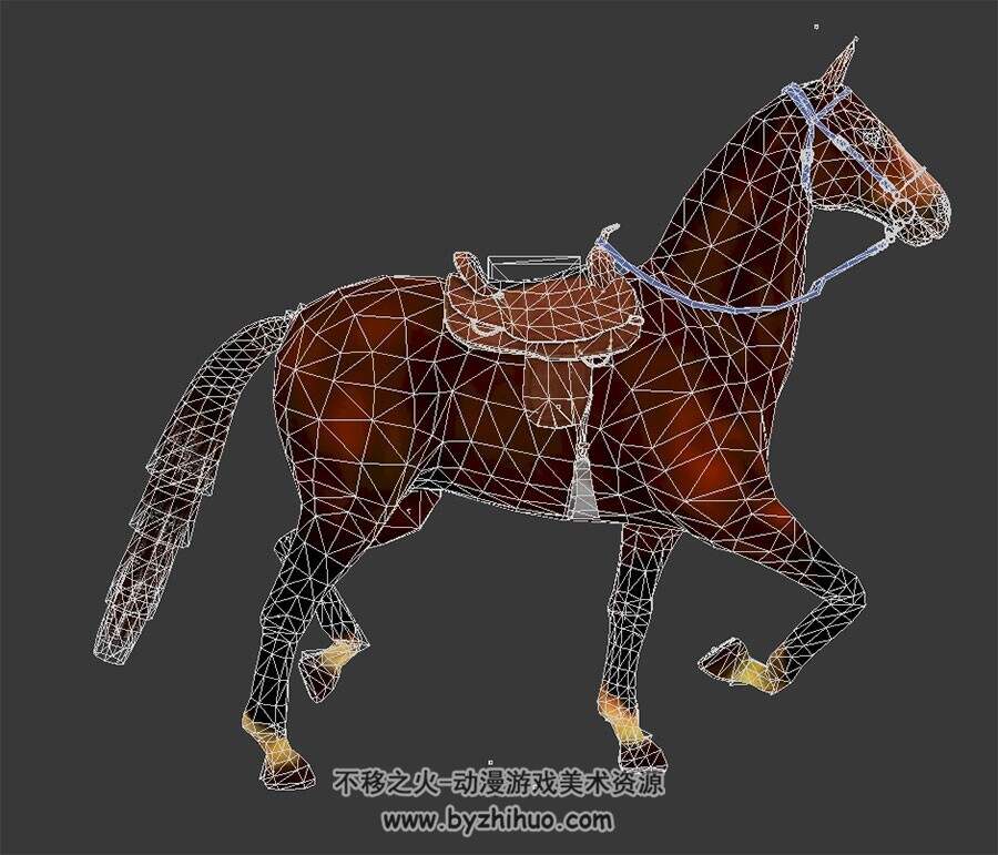 一匹写实风的马 3D模型 有绑定和全套动作