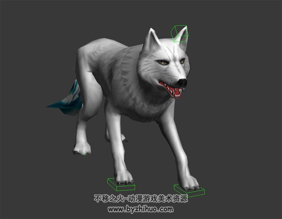 蓝尾巴 白狼 3D模型 有绑定和动作