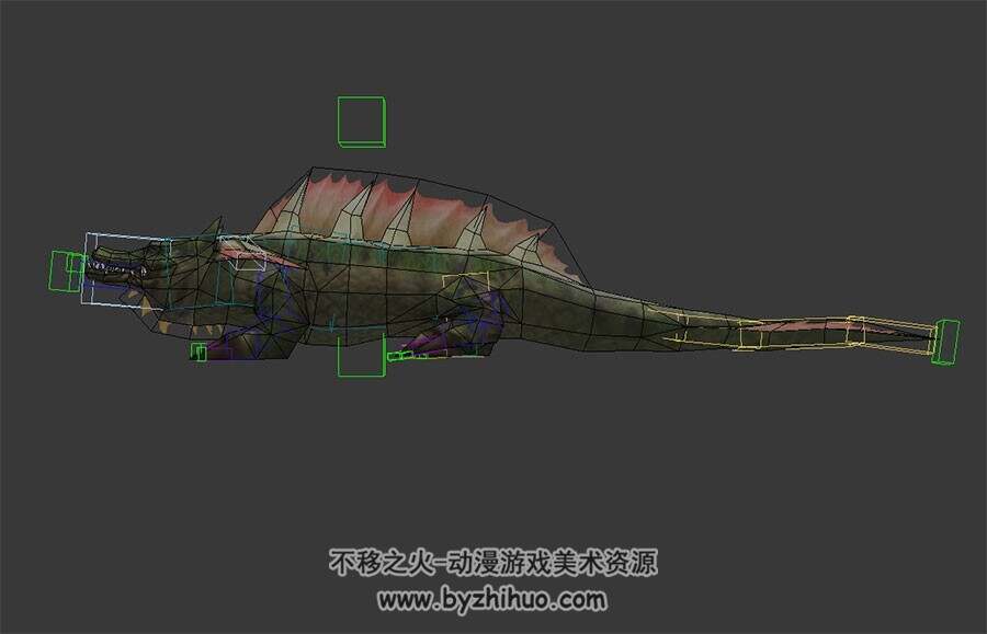 绿油油的鳄鱼怪物 3D模型 有绑定和动作
