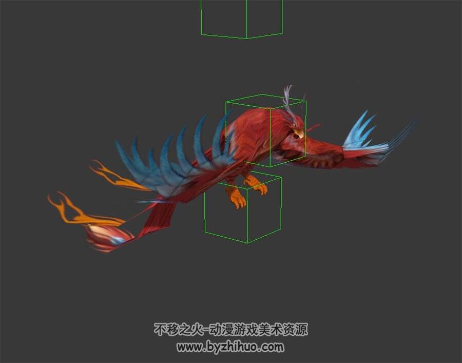 火凤凰 烈焰鸟 3D模型 有绑定和动作