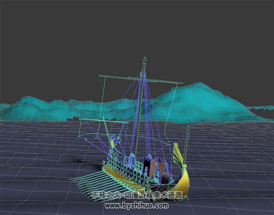 小船漂在海上的 3D模型 有绑定和漂浮动画