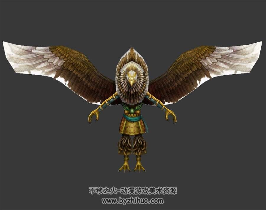 埃及风 白头鹰妖怪 3D模型 有绑定和飞行动作