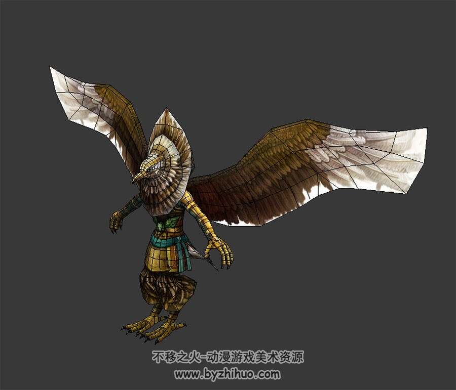 埃及风 白头鹰妖怪 3D模型 有绑定和飞行动作