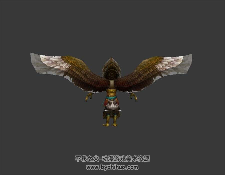 埃及风 白头鹰妖怪 3D模型 有绑定和飞行动作