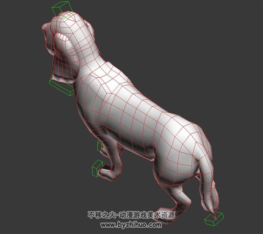 一条狗的白模 3D模型 有绑定和动作