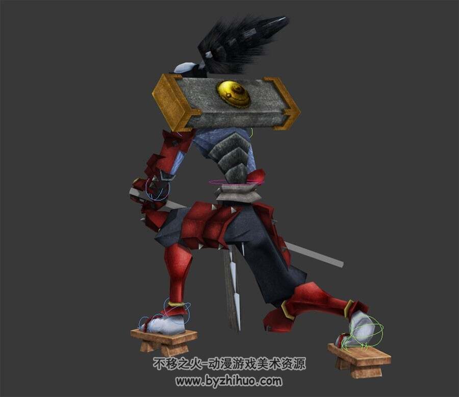 卡通僵尸武士 3D模型 有绑定和攻击、走跑的动作