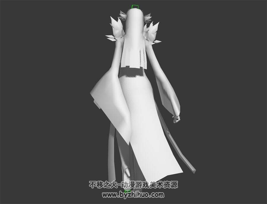 白模长袍女法师 3D模型 有绑定和动作