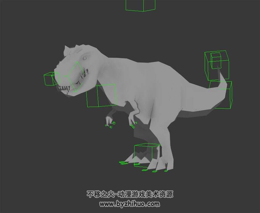 食肉恐龙白模 3D模型 有绑定和动作