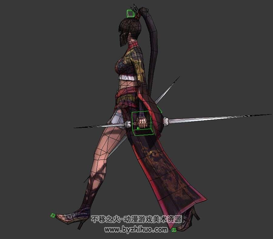 古装蒙面女刺客 3D模型 有绑定和全套动作