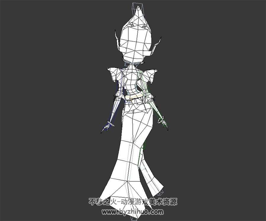 纤瘦妖娆的女妖精 3D模型 有绑定和待机、攻击的动作