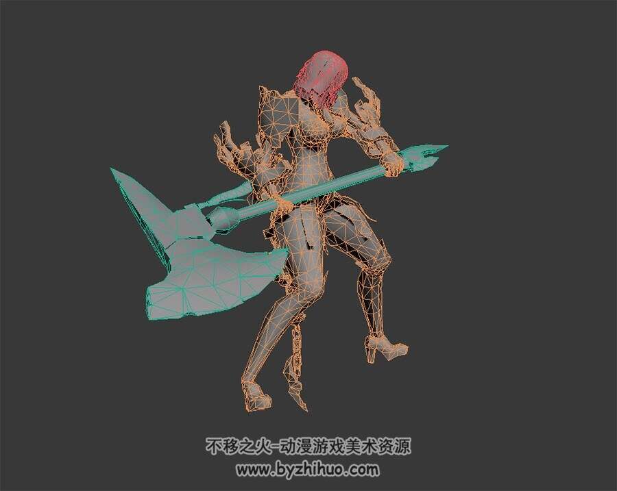 巨斧女战士 3D模型 有绑定和动作