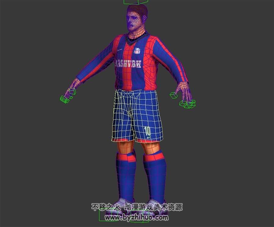 外国足球运动员 3D模型 有绑定和动作